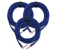 3x CABLE INSTRUMENTS GUITARE AMPLIFICATEUR AUDIO CONNECTEUR JACK BLEU 6M SET
