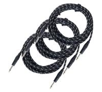 3x Cable Instruments Guitare Basse Clavier Amplificateur Jack 6,3mm 6m Textile