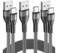 3x Câble USB-C 3A Nylon Charge Rapide pour OPPO A94 A72 A16 A53S A54 A55 A56 A93 A93s Reno 8 Pro Find X5 - 1M Gris - E.F.Connection