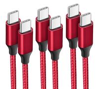 3x Câble USB-C vers USB-C Charge Rapide pour OPPO Reno 8 Pro Find X3 X5 Lite A16 A53 A53S A54 A94 - Nylon Tressé Rouge 1M - E.F.Connection
