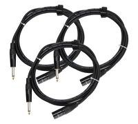 3x Câble XLR 3-Pin Mâle vers Jack 6.35mm (1/4'') Mono Audio Premium Chrome 2,5m