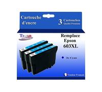 - 3x Cartouches compatibles avec Epson Expression Home XP2100, XP2105, XP-2100, XP-2105, 603, 603XL - Cyan