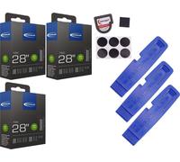 3x Chambre à air Schwalbe 24-622 (700x24C) AV 40mm Schrader + démonte-pneu