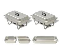 3x Chauffe-plats Acier Inoxydable Cuisine Chauffe-buffet Bain-Marie vidaXL