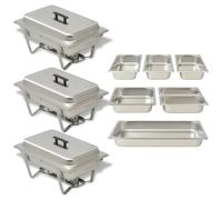 3x Chauffe-plats Acier Inoxydable Cuisine Chauffe-buffet Bain-Marie vidaXL