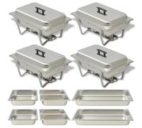 3x Chauffe-plats Acier Inoxydable Cuisine Chauffe-buffet Bain-Marie vidaXL