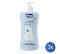 3x Chicco Baby 500 Ml Crème Corps Naturelle Blanche