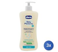 3X Chicco Bébé 500 ML. Bain Corps-Cheveux Délicat