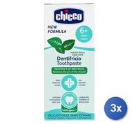 3X Chicco Dentifrice 50 Ml 6+ Ans Menthe Douce + Fluor