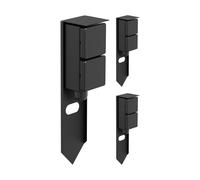 ledscom.de Colonne de Prises de Jardin PIWI (3 Prises) avec Piquet d'ancrage pour l'extérieur, IP44, Double, Acier Inoxydable, Noir, carrée, 30 cm