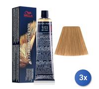 3X Colorant Koleston Perfect Cheveux Tube 9/03 Blond Très Clair Nat