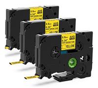 3x Compatible avec Brother P-touch Thermorétractable HSe-621 8.8mm Ruban | MarkField Heat Shrink Tube Etiquette HS HSe621 8.8mm Gaine Thermo-Retractable pour PT-E110 E300 E500 E550WVPNoir sur Jaune