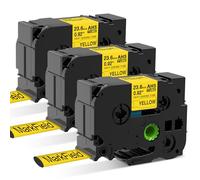 3x Compatible avec Brother P-touch Thermorétractable HSe-651 23.6mm Ruban | MarkField Heat Shrink Tube Etiquette HS HSe651 23.6mm Gaine Thermo-Retractable pour PT-E300 E500 E550 E800W Noir sur Jaune