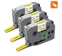 3x Compatible avec Brother Ptouch HSe-631 HSe631 HS-631 HS631 11,7 mm noir sur jaune ruban thermorétractable pour étiquettes Utilisation avecPT-E100 PT-H110 PT-E300 E500 P750WVP E800W P900