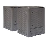 3x Composteurs de Jardin Marron 900 L Plastique Rotin Bac de Compostage vidaXL