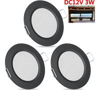 3x DC 12V LED Spot encastrable Camping-car LED Spot à intensité variable, Plafond plat LED Spots,3W 15LEDs Spots de plafond pour RV Bateau Caravane Armoire,Blanc chaud