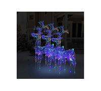 vidaXL 3x Décorations de Noël de Renne Ornement de Noël Rennes Lumineux Décoration de Fête Maison Intérieur 60x16x100 cm Acrylique Multicolore G
