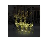3x Décorations de Noël de Renne Ornement de Noël Rennes Lumineux Décoration de Fête Maison Intérieur Acrylique 120 cm Blanc Chaud