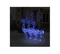 vidaXL Décorations de Noël de renne Acrylique 3 pcs 120 cm Bleu