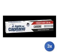 3X Dentifrice Capitano 100 Ml Charbon Actif Noir Fabriqué En Italie