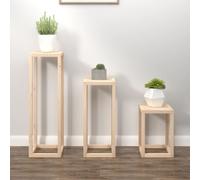 3x Ensemble de Supports pour Plantes Gris Bois de Pin Massif Fleurs vidaXL
