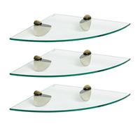 3x Étagères d'Angle de Salle de Bain en Verre Flottant 30cm Clair/Or Stockage