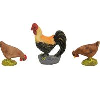 3x FADEDA Coq avec poules / hauteur:4 cm / peint à la main / figurines de crèche détaillées - Noël Table Décoration Accessoires de crèche