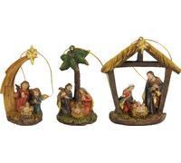 3x FADEDA Sainte Famille, bloc de crèche, avec suspension / hauteur:9 cm / peint à la main / personnages de crèche détaillés - Noël Table Décoration Accessoires de crèche