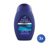 Felce Azzurra Shampooing Douche Bleu froid tonifiant 3x 250 ml