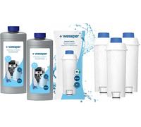 3x filtres à eau et 2x détartrant pour machines à café Delonghi SER3017 DLSC002