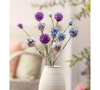 3x fleur artificielle "Chardon boule" en rose, lilas & bleu, hauteur 59 cm, branches décoratives, plante artificielle, fleur décorative