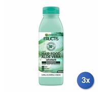 3x Garnier Shampooing Pour Cheveux Fructis Food Aloe Vera Hydratante, 350 ML