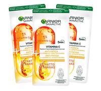 3x Garnier SkinActive Vitamine C Masque en Tissu Ampoule Concentrée Effet Anti Fatigue et Antioxydant avec Extrait Ananas - 3 Masques Jetables