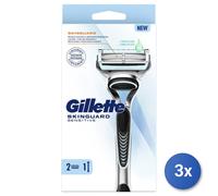 3X Gillette Rasoir Fusion Skinguardian Sensible + 2 Recharges