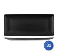 3X H&H Assiettes En Porcelaine Rectangulaires 38X16.8 Noir