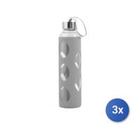 3X H&h Bouteilles En Borosilicate Avec Silicone Gris Bouchon Inox