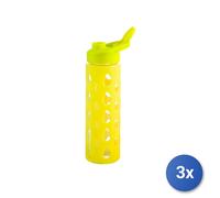 3X H&h Bouteilles En Borosilicate Et Silicone Jaune, 0.55Cl, Robinet