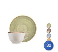 3X H&H Coffrets 4 Tasses À Café Opera En Grès Avec Soucoupe CC 115 Non