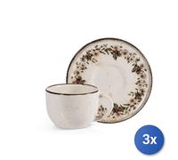 3x H&h Lot 4 Tasses Café Avec Plat Garland Décoré Forme Cc