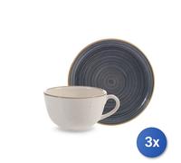 3X H&H Paquet De 4 Tasses À Café Avec Soucoupe Ocean CC 200 En Grès