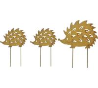 3x Hérisson en métal aspect rouille - Décoration de jardin