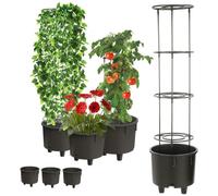 3x Insert De Pot Insert Support De Fleurs Ø28,5cm Avec Cadre Amovible Pour Plantes Grimpantes Modulaire Pour Tomates Jardin Balcon Multicolore