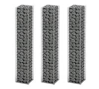 3x Jeu de Panier de Gabion Fil Galvanisé 25x25x100 cm Pierres Jardin vidaXL
