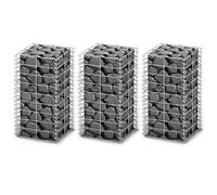 3x Jeu de Panier de Gabion Fil Galvanisé 25x25x100 cm Pierres Jardin vidaXL