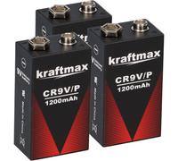 3X Kraftmax Lithium 9V Bloc Piles Haute Performance Pour Détecteurs De Fumée
