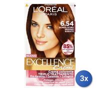 3x L’Oréal Paris Excellence Crème Blonde Foncé Acajou Auburn 6.54