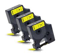 3x Labelwell Compatible pour Dynmo D1 45018 S0720580 Ruban pour Étiqueteuse Noir sur Jaune pour Dynmo LabelManager 160 280 210D 360D LM160 LM210D LM280 pour Dynmo Labelpoint 150 200 300, 12mm x7m