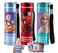 3x lampes de poche torche, torche LED en aluminium de 8,7 cm avec dragonne pour enfants, mini torches 9 LED avec lanière, cadeau de personnages de télévision pour enfants de 3 ans et plus
