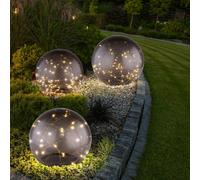 3x LED Boule Extérieur Lumières Fumée Solaire sur Pied Lampes Jardin Déco Balcon