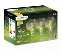 3x LED-Lampe E27 Kugel G95 8W = 75W 880lm 3000K Warmweiß 360° FILAMENT LUMILED